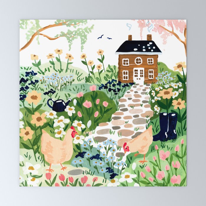 Chickens in the Garden Mini Art Print Gallery Image 6
