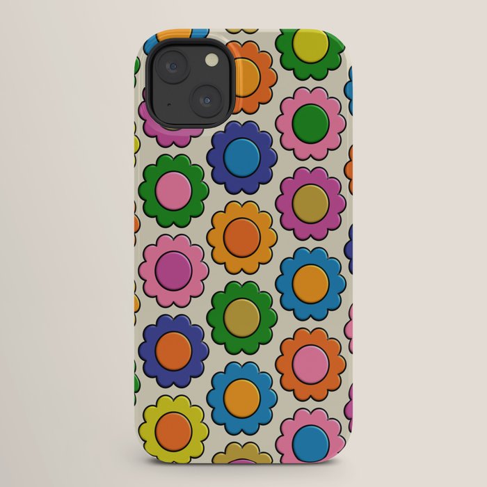 Colorful Flowers Happy Retro Plastic-Look Pattern iPhone Case Gallery Image 26