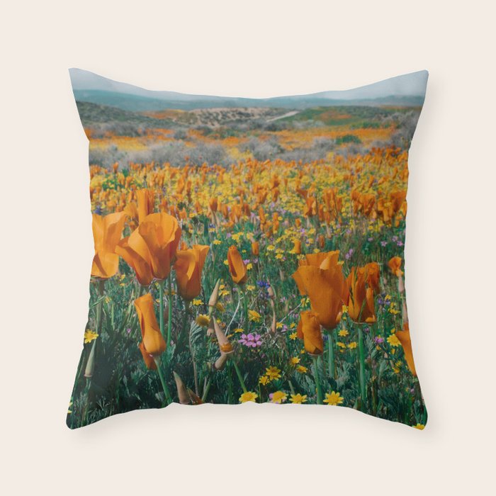 Wildflower Poppy Superbloom Throw Pillow Gallery Image 6