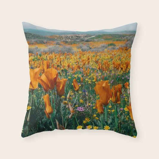 Wildflower Poppy Superbloom Throw Pillow Gallery Image 1