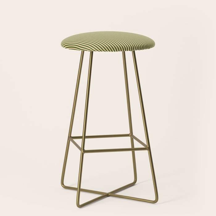 Tan & Dark Olive Green Colored Striped Pattern Stool Gallery Image 2