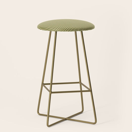 Tan & Dark Olive Green Colored Striped Pattern Stool Gallery Image 2