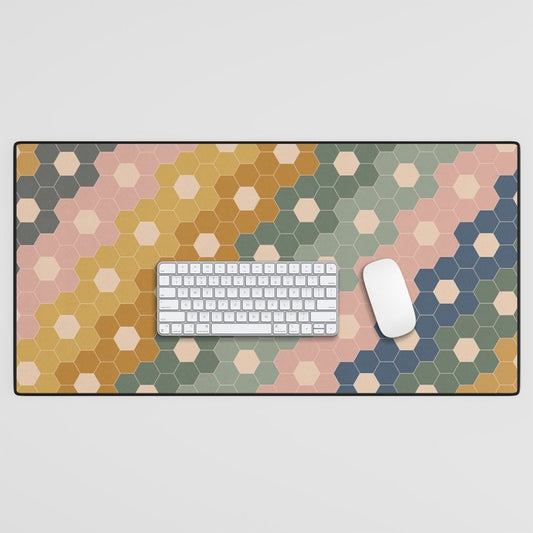 Hexagon Flowers Desk Mat Gallery Image 1