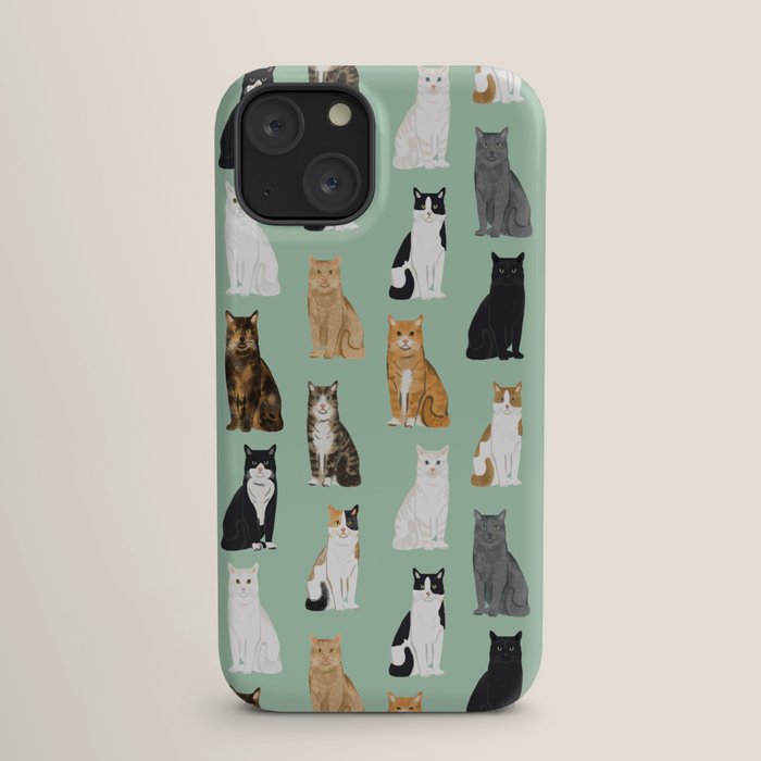 Cat breeds pattern kitty kittens cats tabby siamese white tortoiseshell iPhone Case Gallery Image 17