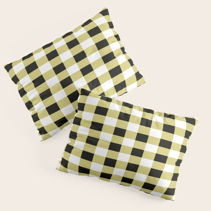 Gingham Large Yellow Black White Pillow Sham Gallery Image 1