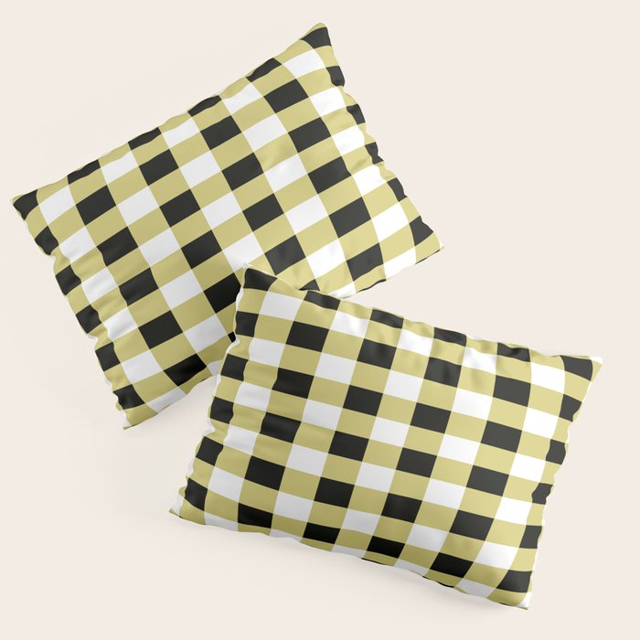 Gingham Large Yellow Black White Pillow Sham Gallery Image 3