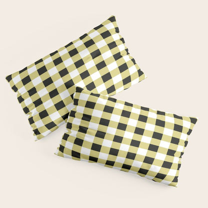 Gingham Large Yellow Black White Pillow Sham Gallery Image 2
