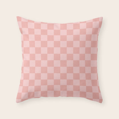 Textured Plaid pattern pink and white Throw Pillow Gallery Image 3