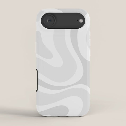 Modern Retro Liquid Swirl Abstract in Pale Grey iPhone Case Gallery Image 2