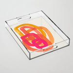 Funky Retro 70's Style Pattern Orange Pink Greindent Striped Circles Mid Century Colorful Pop Art Acrylic Tray Gallery Image 1