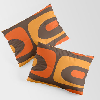 Mid-Century Modern Piquet Retro Minimalist Abstract in 70s Brown and Orange Pillow Sham Gallery Image 3