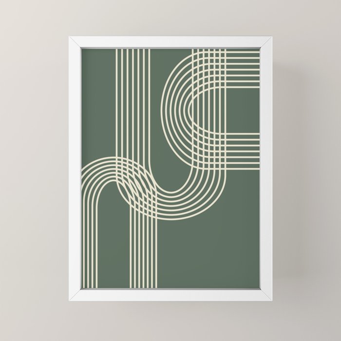 Minimalist Lines in Forest Green Mini Art Print Gallery Image 4