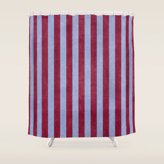 STRIPES - 005 - maroon and blue Shower Curtain Gallery Image 1