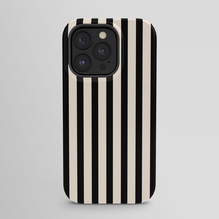 Fine Stripes Vertical Minimalist Pattern in Black and Almond Cream iPhone Case Gallery Image 23