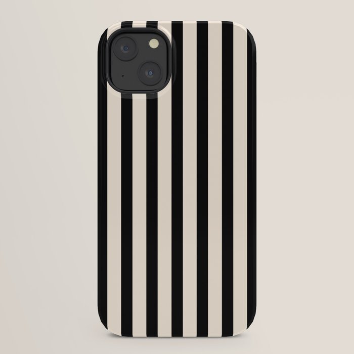 Fine Stripes Vertical Minimalist Pattern in Black and Almond Cream iPhone Case Gallery Image 30