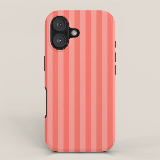 Coral Pink Thin Vertical Stripes iPhone Case Gallery Image 1