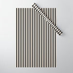 Fine Stripes Vertical Minimalist Pattern in Black and Almond Cream Wrapping Paper Gallery Image 1