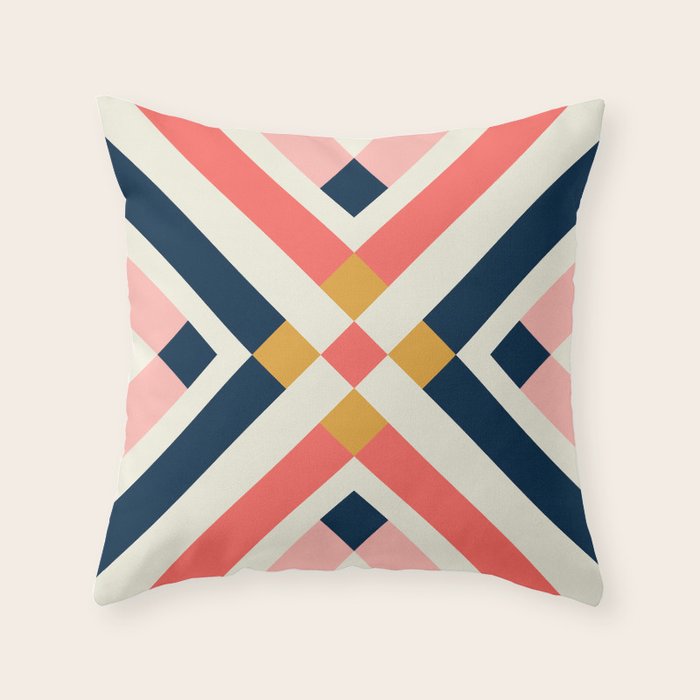 Bold Geometric Quilt Block Throw Pillow Gallery Image 1