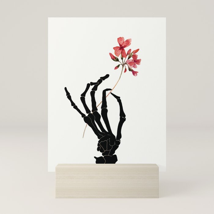 Skeleton Hand with Flower Mini Art Print Gallery Image 5