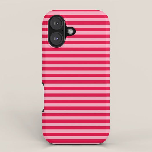 Retro, Beach, Colorful Stripes, Pink and Red iPhone Case Gallery Image 1