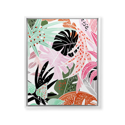 Veronica, Tropical Eclectic Bold Monstera Palm Illustration Nature Modern Colorful Jungle Framed Canvas Print Gallery Image 19