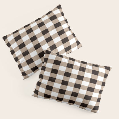 Gingham Large Tan Black White Pillow Sham Gallery Image 3