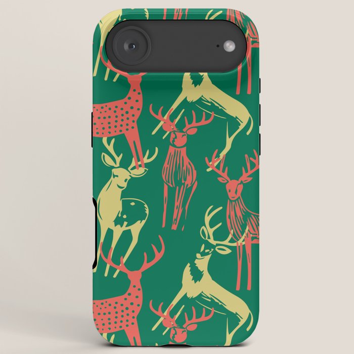 Green christmas reindeer animal pattern iPhone Case Gallery Image 6