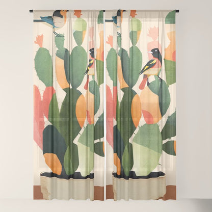 Cactus & Birds 1 Window Curtain Gallery Image 18