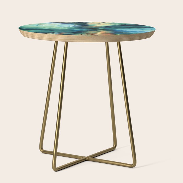 Marbled Ocean Abstract, Navy, Blue, Teal, Green Side Table Gallery Image 1