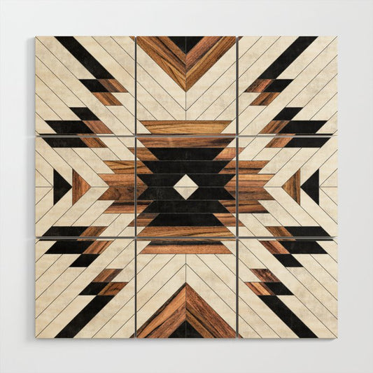 Urban Tribal Pattern No.5 - Aztec - Concrete and Wood Wood Wall Art Gallery Image 1