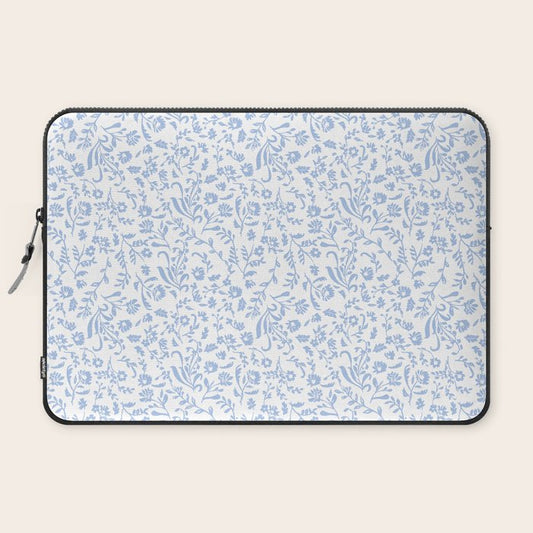 Ditsy Toile Floral Blue and White Laptop Sleeve Gallery Image 2