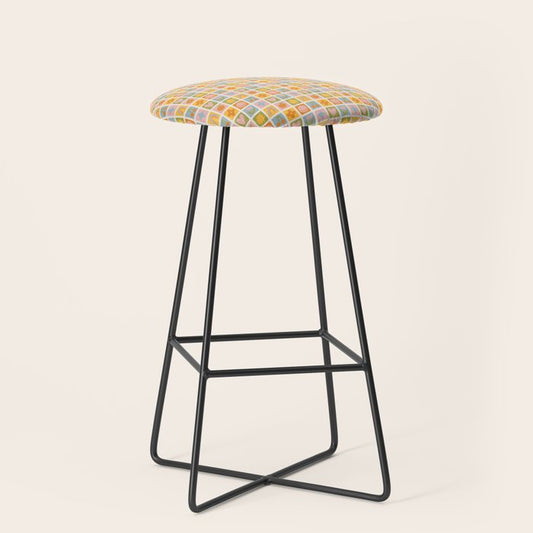 Colorful vintage happy children art mosaic pattern Stool Gallery Image 1