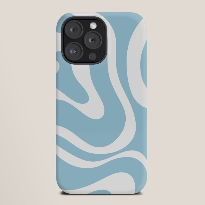Retro Modern Liquid Swirl Abstract Pattern in Baby Blue and White iPhone Case Gallery Image 20