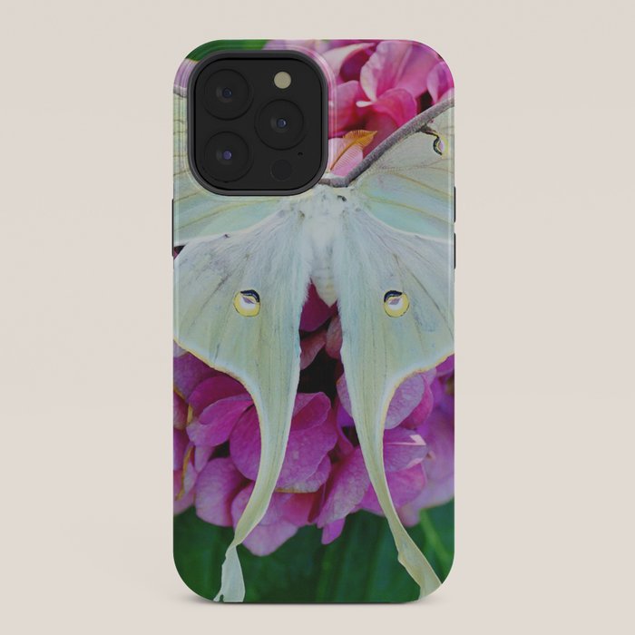 Luna Moth On Pink Hydrangea Nature Art iPhone Case Gallery Image 36
