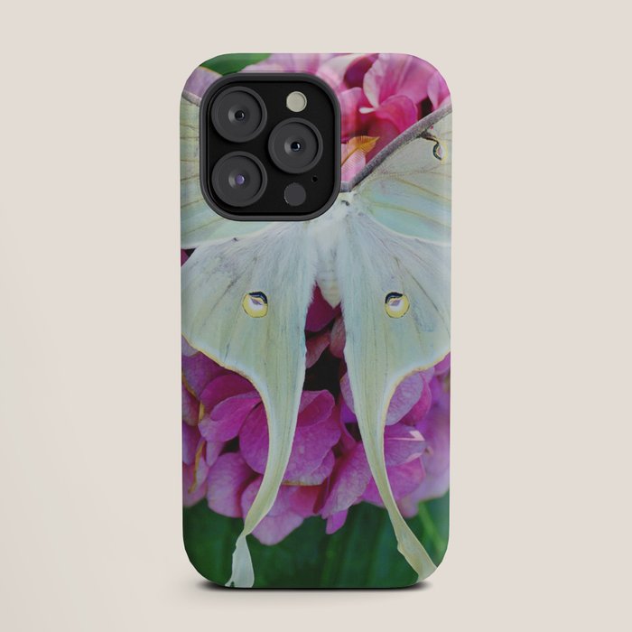 Luna Moth On Pink Hydrangea Nature Art iPhone Case Gallery Image 19