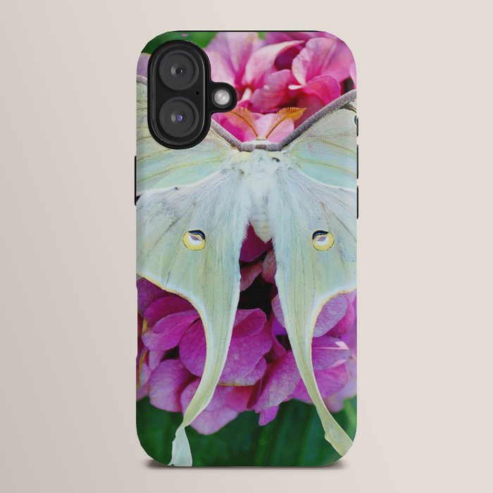 Luna Moth On Pink Hydrangea Nature Art iPhone Case Gallery Image 14
