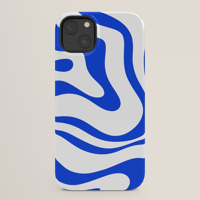 Retro Modern Liquid Swirl Abstract Pattern in Royal Blue and White iPhone Case Gallery Image 22
