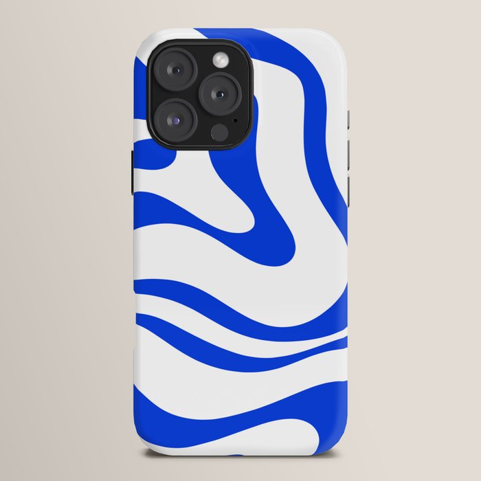 Retro Modern Liquid Swirl Abstract Pattern in Royal Blue and White iPhone Case Gallery Image 16