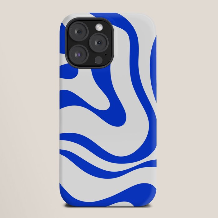 Retro Modern Liquid Swirl Abstract Pattern in Royal Blue and White iPhone Case Gallery Image 20