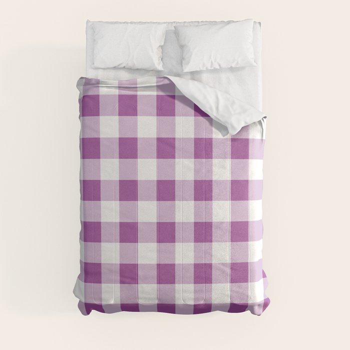 Gingham Large Lavender Amethyst White Comforter Gallery Image 3