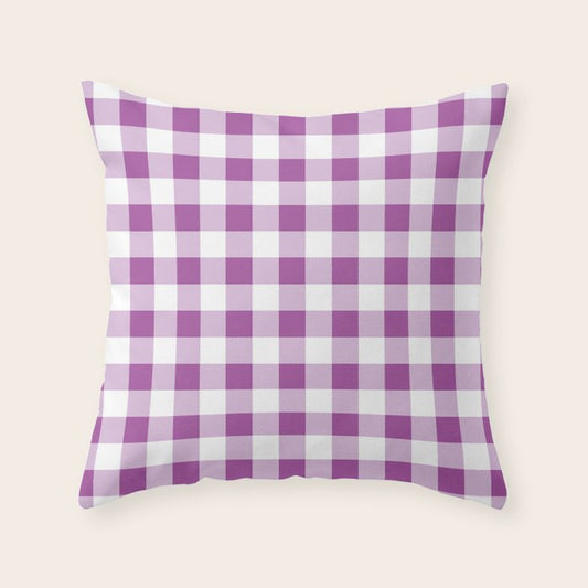 Gingham Large Lavender Amethyst White Throw Pillow Gallery Image 1