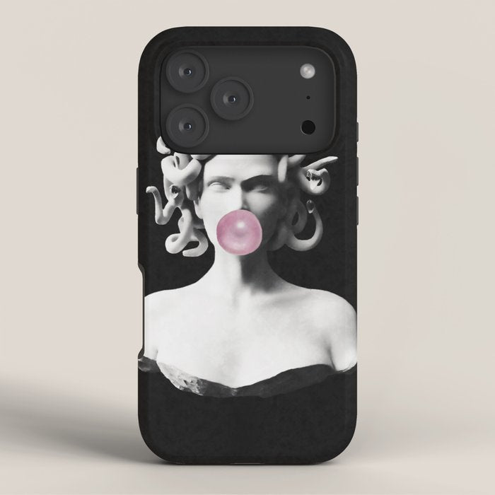 Medusa blowing pink bubblegum bubble iPhone Case Gallery Image 3