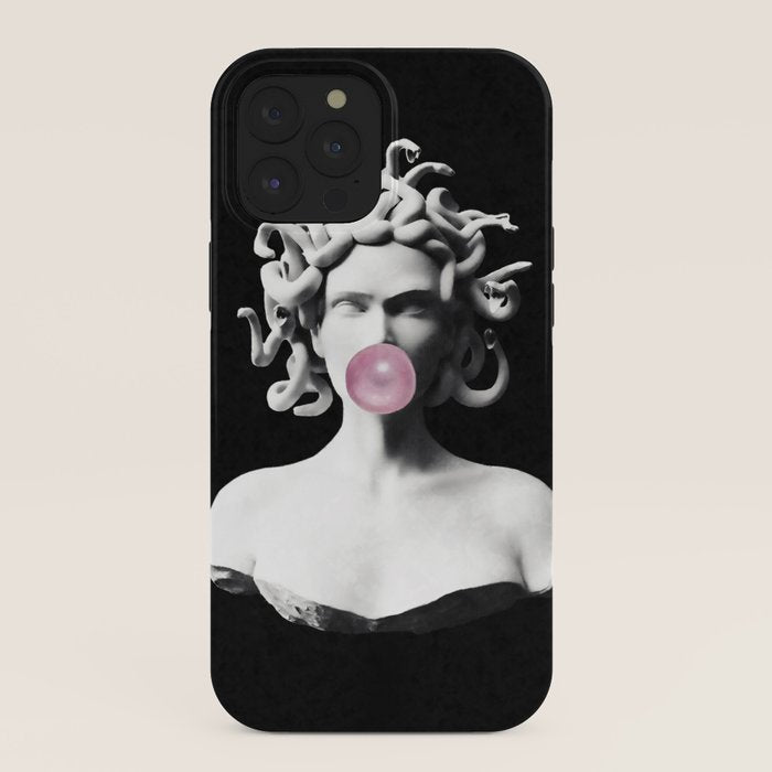 Medusa blowing pink bubblegum bubble iPhone Case Gallery Image 40