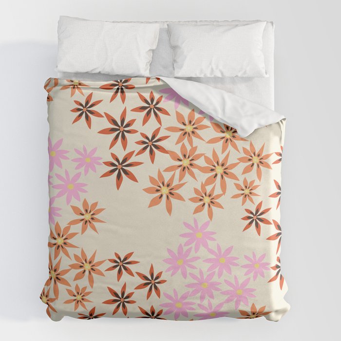 Colorful flowers. Abstract botanical art. Flower market. Tokyo exhibition print Duvet Cover Gallery Image 7