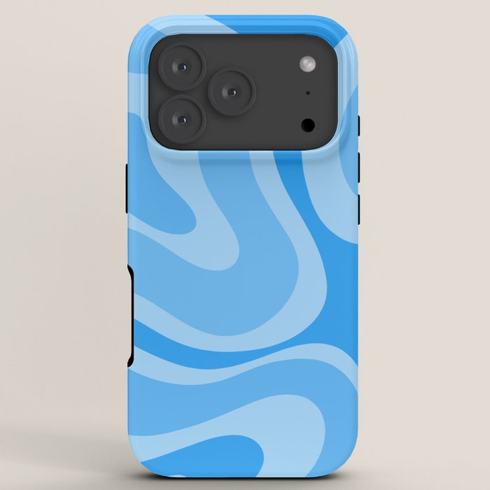 Modern Retro Liquid Swirl Abstract Pattern in Light Blue and Sky Blue iPhone Case Gallery Image 7