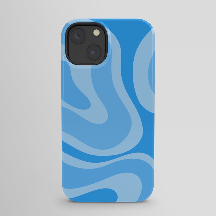 Modern Retro Liquid Swirl Abstract Pattern in Light Blue and Sky Blue iPhone Case Gallery Image 21