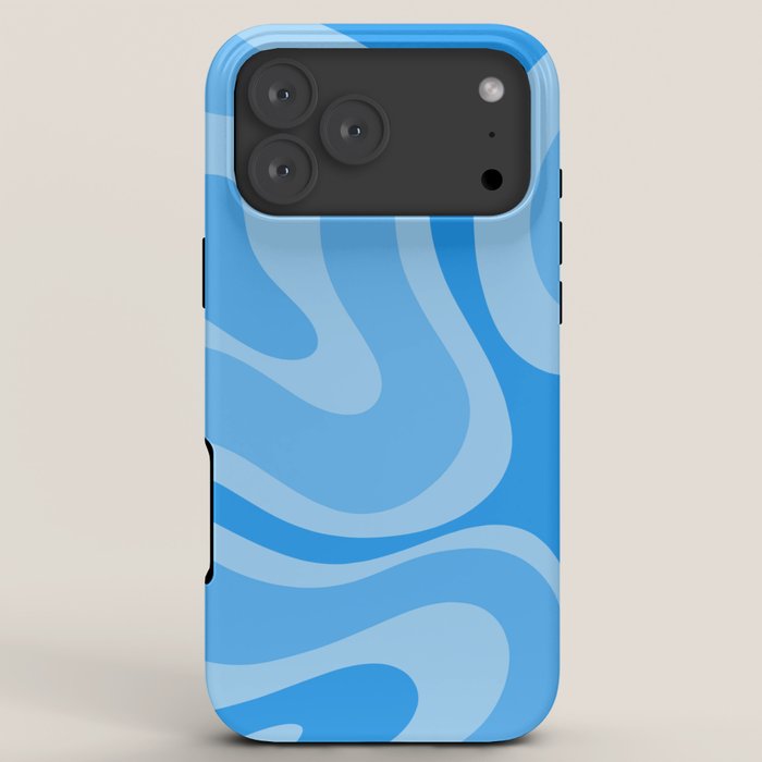 Modern Retro Liquid Swirl Abstract Pattern in Light Blue and Sky Blue iPhone Case Gallery Image 8