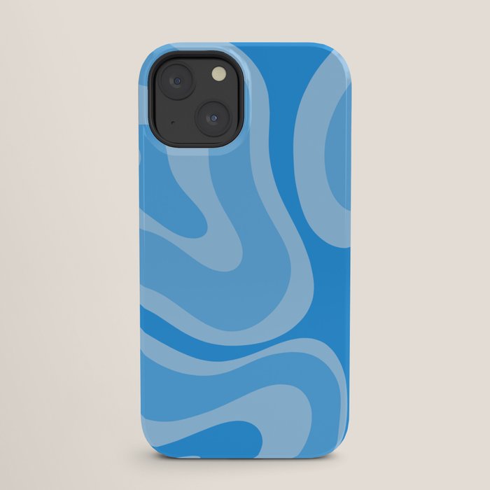 Modern Retro Liquid Swirl Abstract Pattern in Light Blue and Sky Blue iPhone Case Gallery Image 25