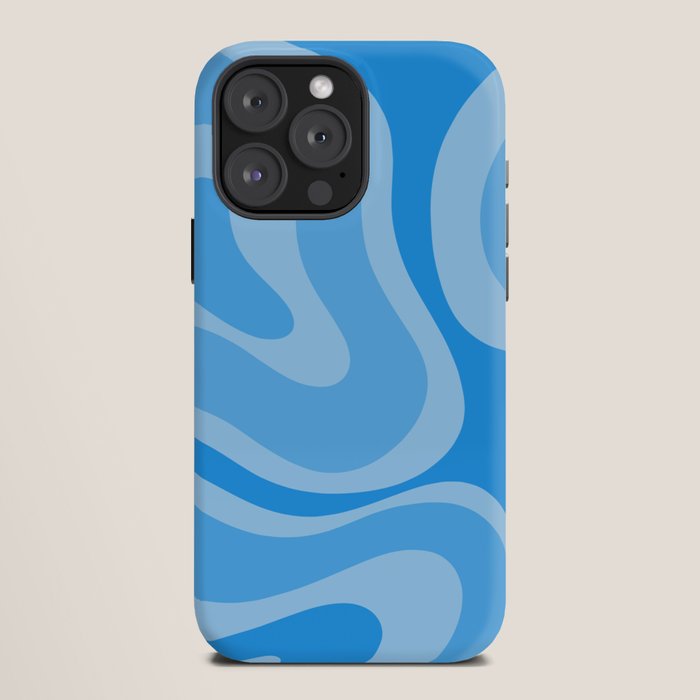 Modern Retro Liquid Swirl Abstract Pattern in Light Blue and Sky Blue iPhone Case Gallery Image 12