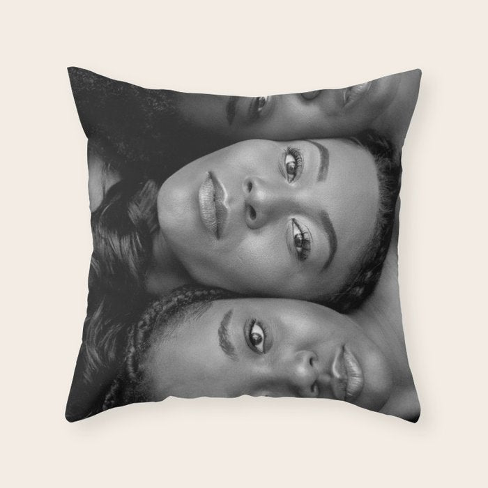 African American Women in black and white Throw Pillow Gallery Image 2